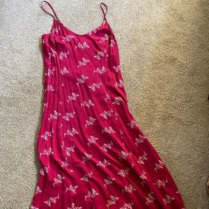 Red floral summer midi Dress